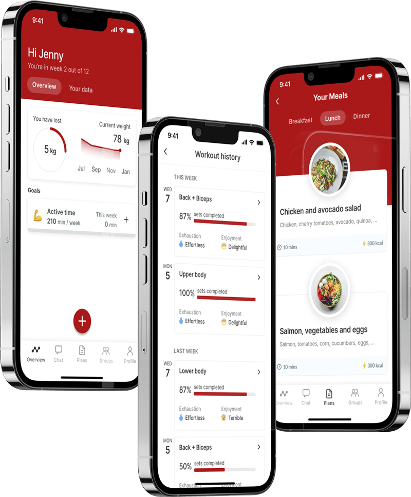 A mockup of the coaching app showcasing the features.